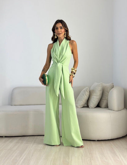 Loravisse | Twist Front Sleeveless Palazzo Jumpsuit