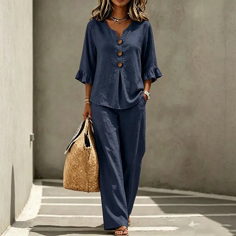 Elisette | Ruffle Sleeve Two Piece Set