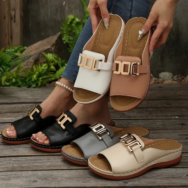 Zarevyn | Metal Accent Everyday Slip On Sandals
