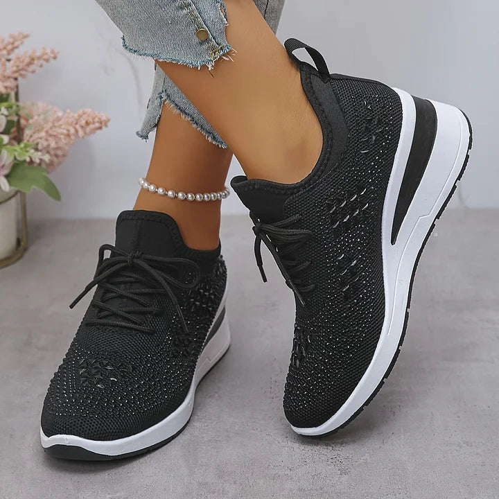 Kinsley | Rhinestone Knit Platform Sneakers