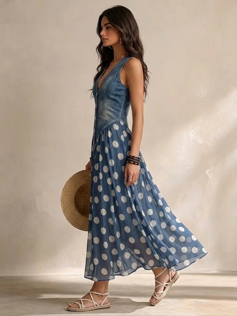 Galessia | Sleeveless Vintage Midi Dress