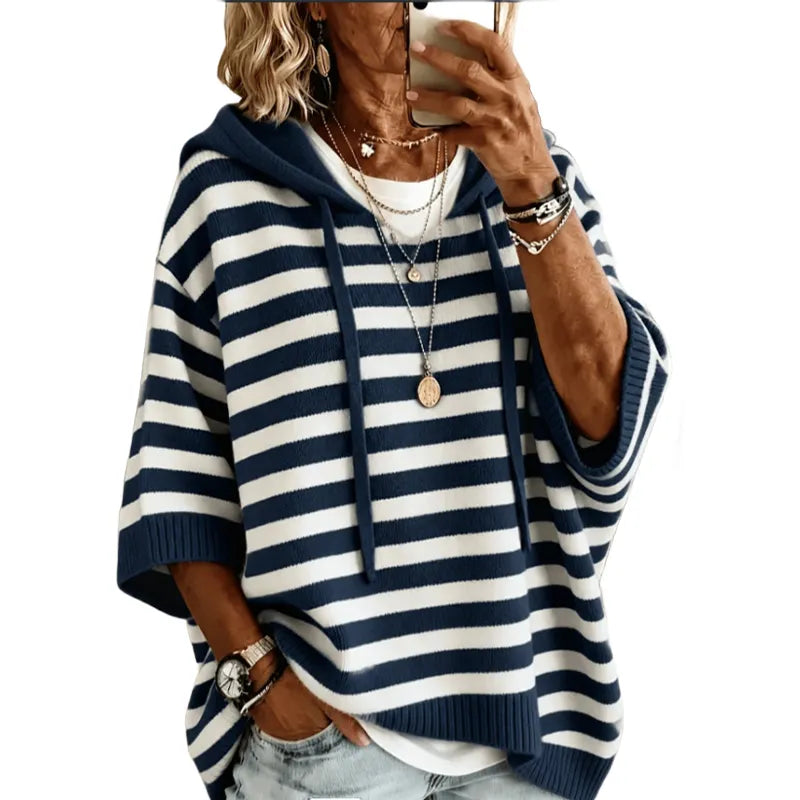 Cressina | Casual Striped Hooded Sweater