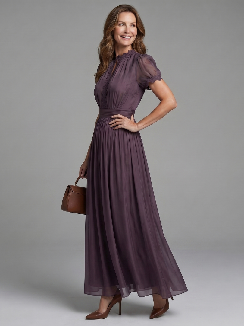 Zephralis | Puff Sleeve Gathered Evening Maxi Dress