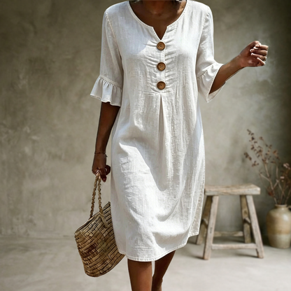 Calviera | Button Detail Denim Midi Dress