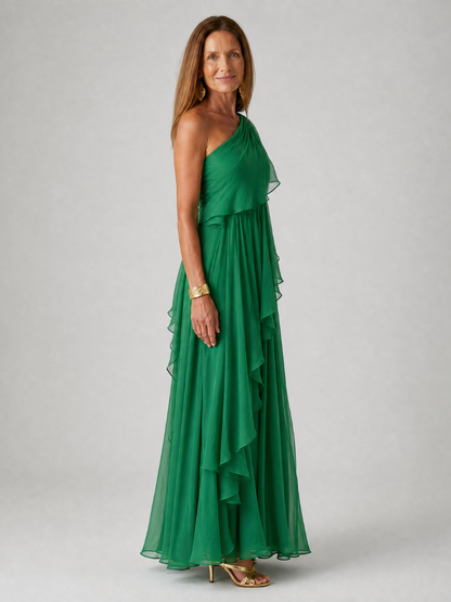 Galadriel | Flowing Ruffle Evening Maxi Dress