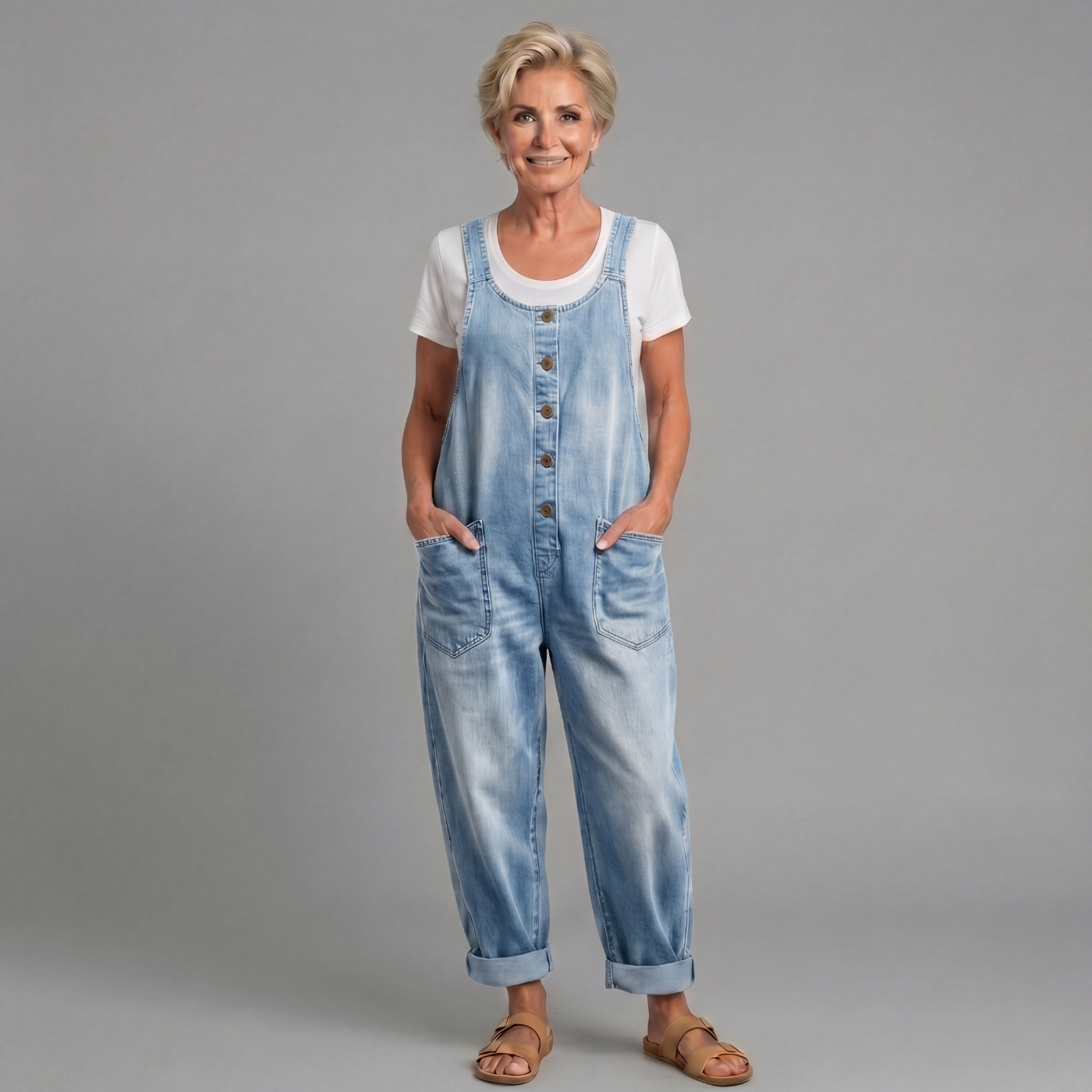 Sybella | Button Front Casual Denim Jumpsuit
