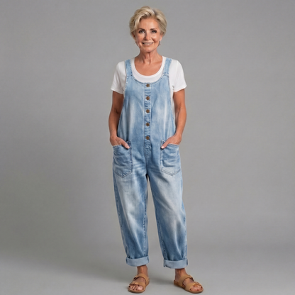 Sybella | Button Front Casual Denim Jumpsuit