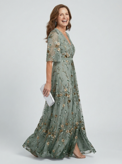 Evarenne | Delicate Bloom Chiffon Maxi Dress