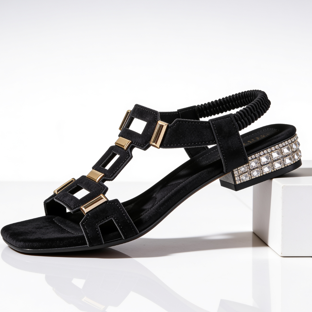 Zarelle | Elegant Crystal Heel Sandals