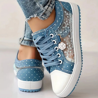 Lila | Floral Mesh Lace Up Sneakers