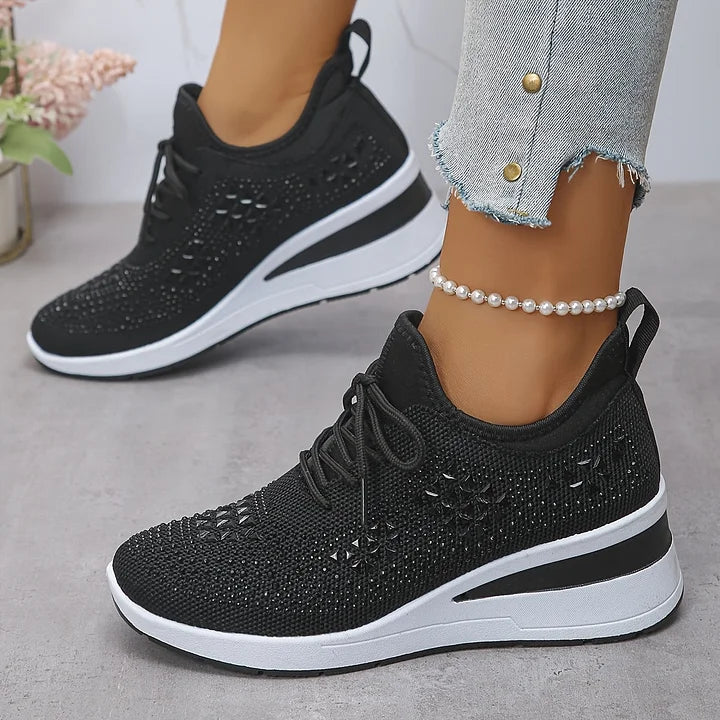 Kinsley | Rhinestone Knit Platform Sneakers