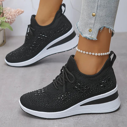 Kinsley | Rhinestone Knit Platform Sneakers