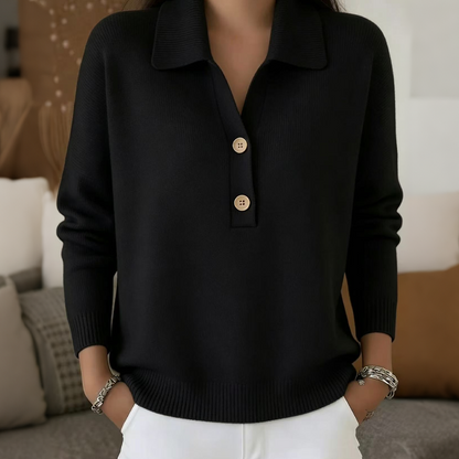 Maristela | Cozy Polo Neck Knit Sweater