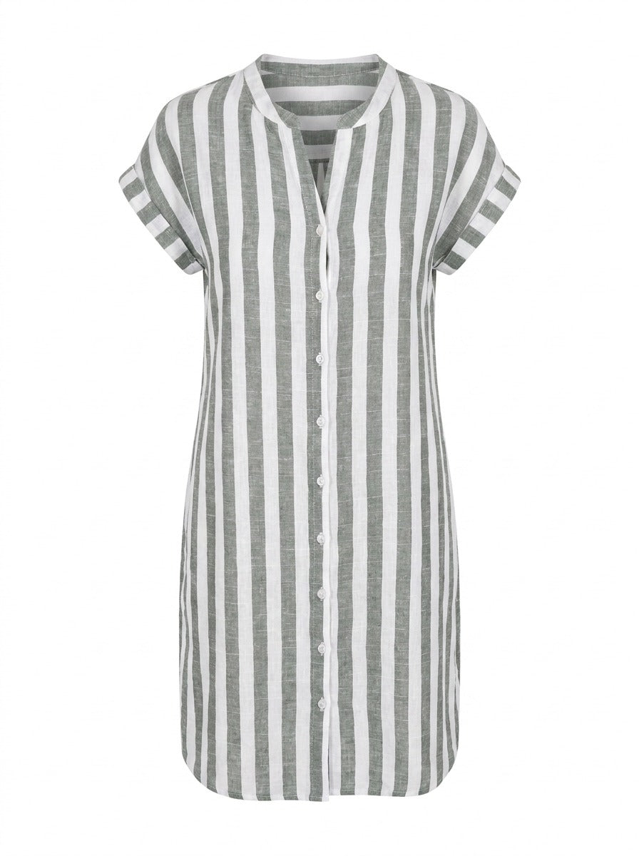 Quillan | Striped Button Front Shirt Dress