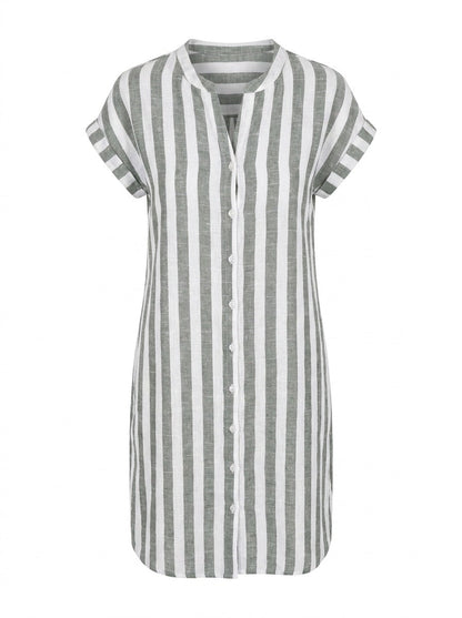 Quillan | Striped Button Front Shirt Dress