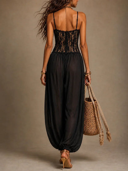 Elsinora | Lace Bodice Wide Leg Jumpsuit