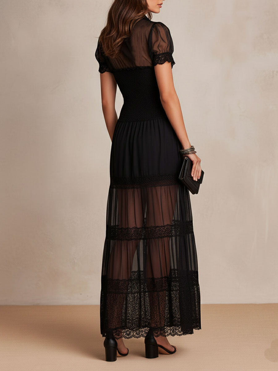 Brisandra | Elegant Button Front Lace Dress