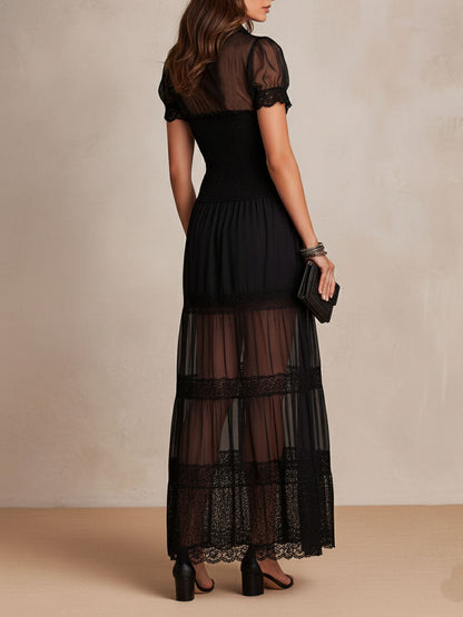 Brisandra | Elegant Button Front Lace Dress