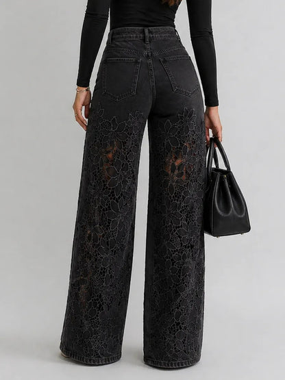 Rosavelle | Floral Cutwork Wide Leg Jeans