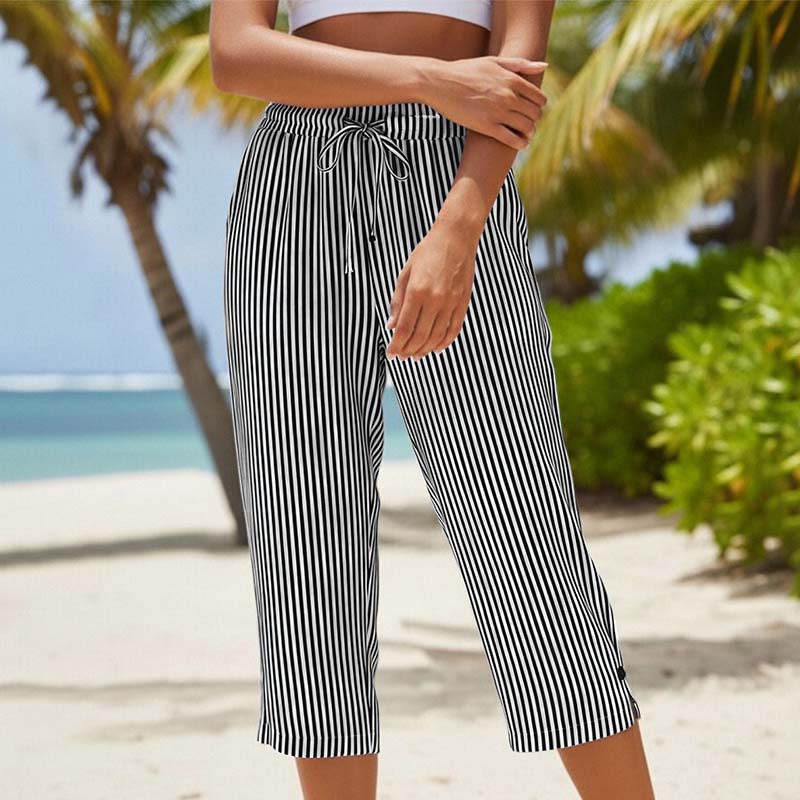 Avenleigh | Striped Drawstring Capri Trousers