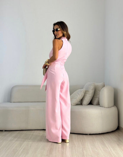 Loravisse | Twist Front Sleeveless Palazzo Jumpsuit