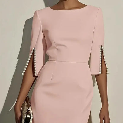 Delphira | Sophisticated Split Sleeve Midi Dress