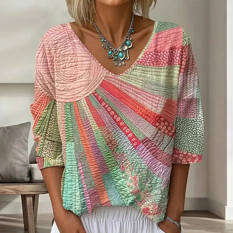 Soravelle | Bohemian Patchwork Blouse