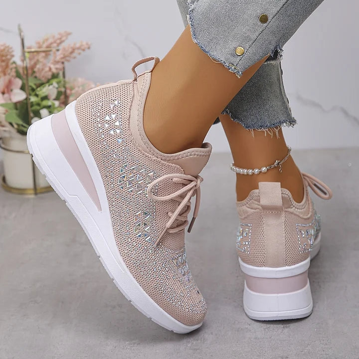 Kinsley | Rhinestone Knit Platform Sneakers