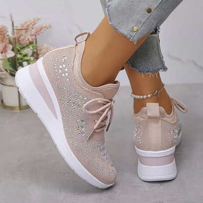 Kinsley | Rhinestone Knit Platform Sneakers