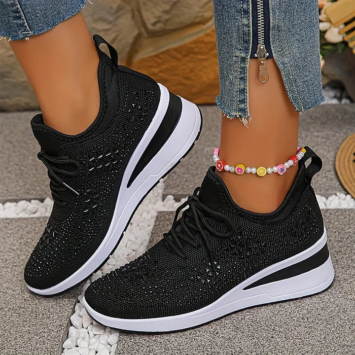 Kinsley | Rhinestone Knit Platform Sneakers