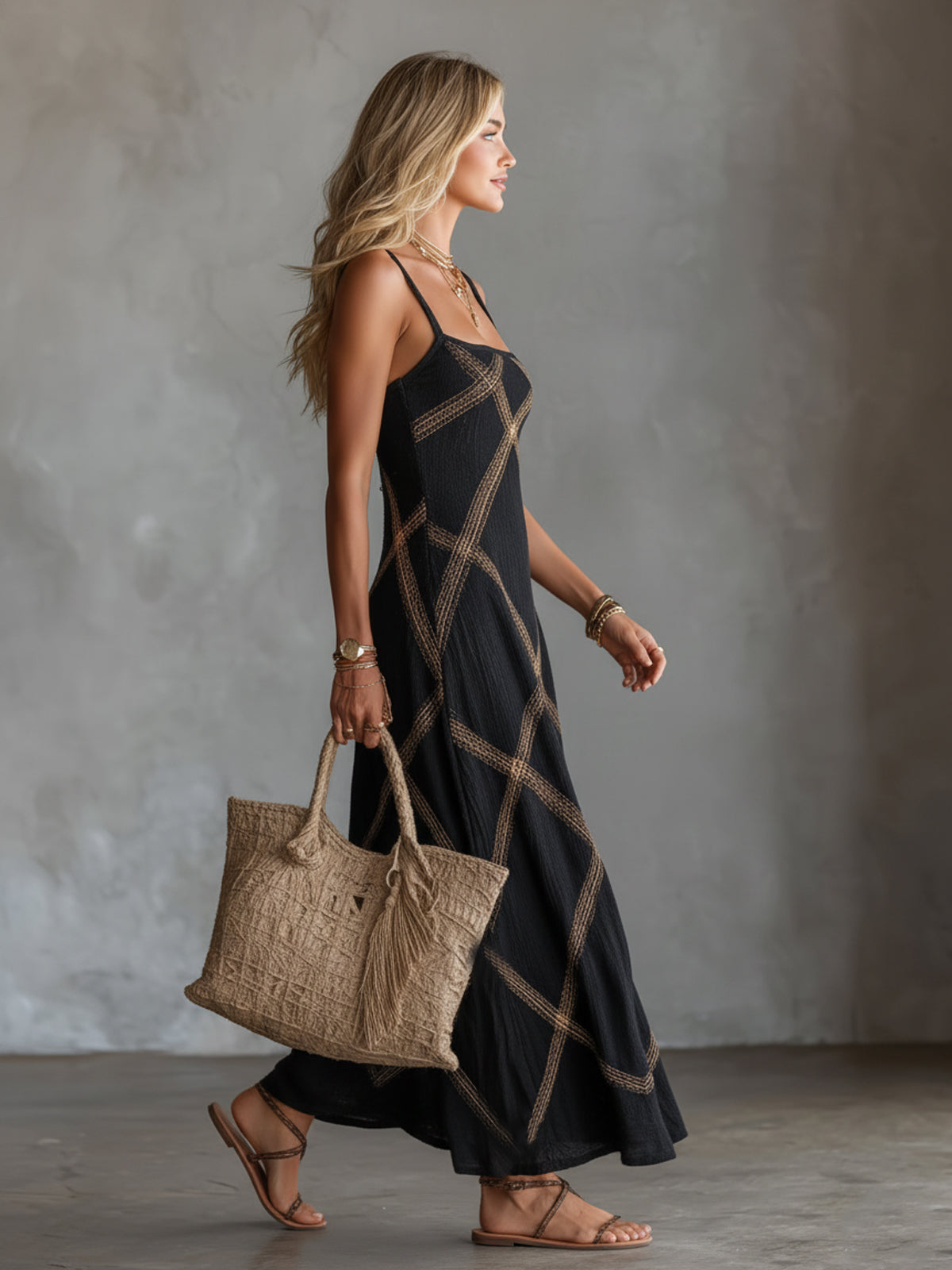 Elarique | Airy Printed Cami Maxi Dress