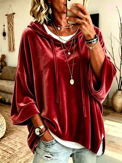 Ismeria | Cozy Velvet Hooded Top
