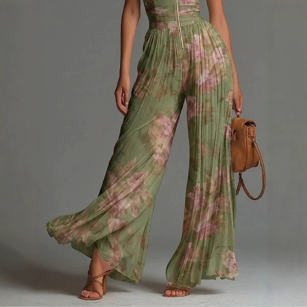 Velmira | Floral Halter Wide Leg Jumpsuit