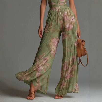 Velmira | Floral Halter Wide Leg Jumpsuit