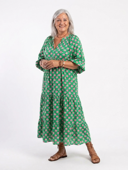 Zinnara | Relaxed V Neck Floral Dress
