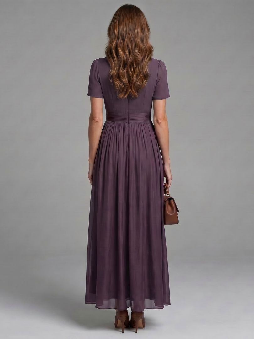 Zephralis | Puff Sleeve Gathered Evening Maxi Dress