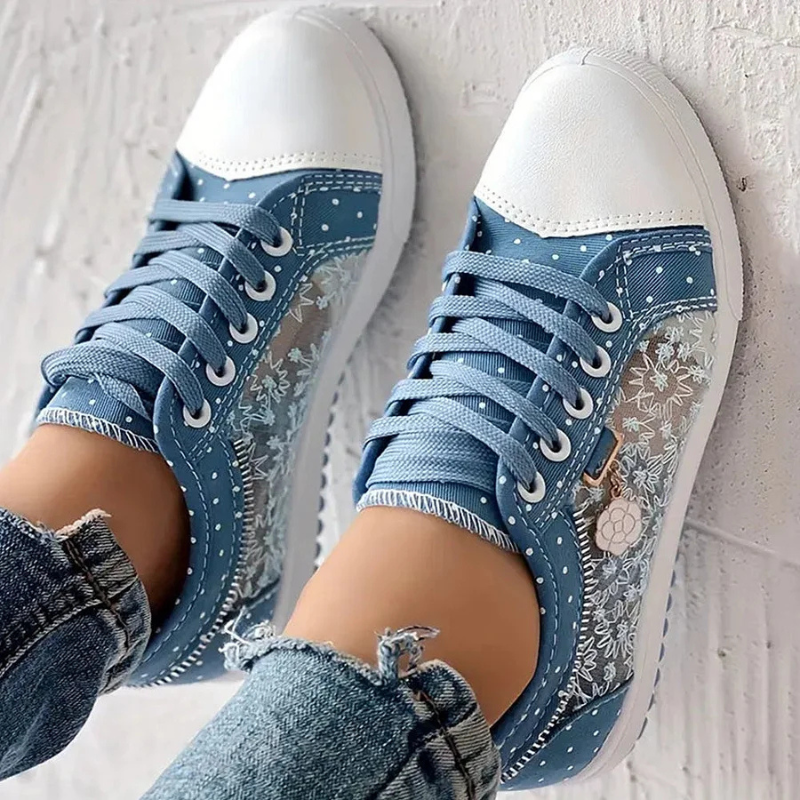 Lila | Floral Mesh Lace Up Sneakers
