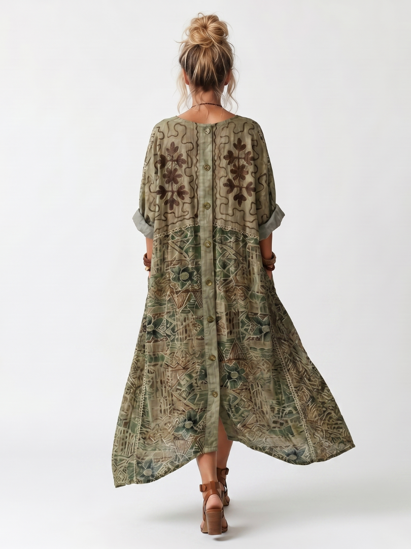 Elysara | Printed Button Front Lounge Dress