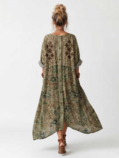 Elysara | Printed Button Front Lounge Dress