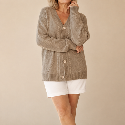 Bellamyra | Soft Cable Knit Button Cardigan