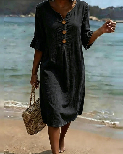 Calviera | Button Detail Denim Midi Dress