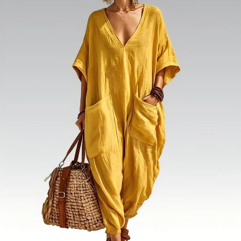 Damaris | Oversized V Neck Lounge Jumpsuit
