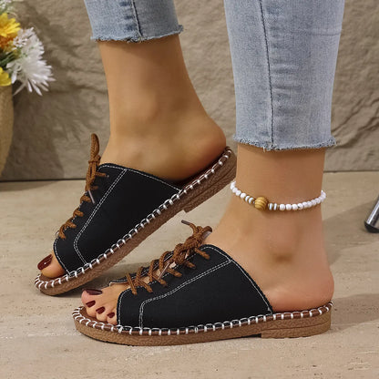 Damarie | Lace Up Canvas Comfort Sandals