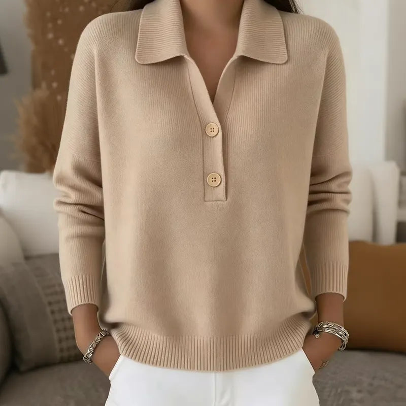 Maristela | Cozy Polo Neck Knit Sweater