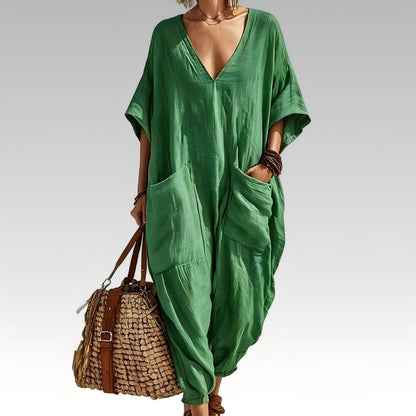 Damaris | Oversized V Neck Lounge Jumpsuit