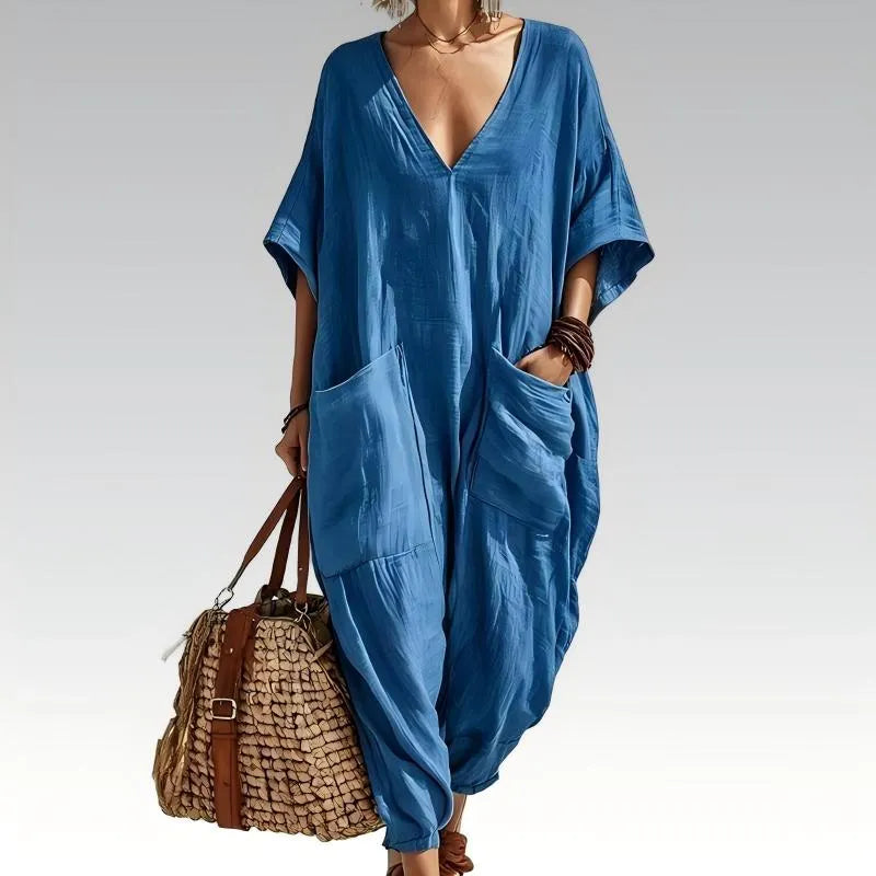 Damaris | Oversized V Neck Lounge Jumpsuit