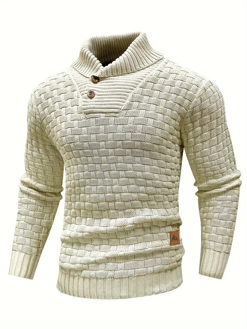 Stellan | Woven Knit Shawl Collar Sweater