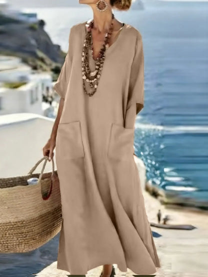 Avenique | Oversized Linen Blend Maxi Dress