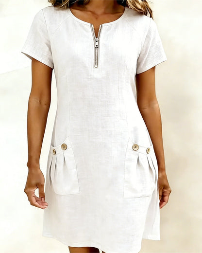 Rosina | Zip Neck Pocket Mini Dress