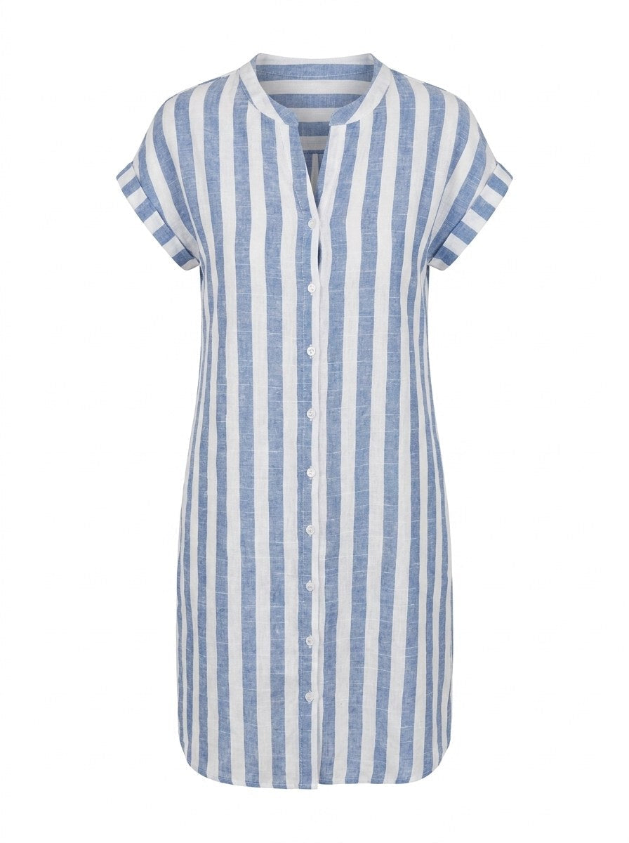Quillan | Striped Button Front Shirt Dress